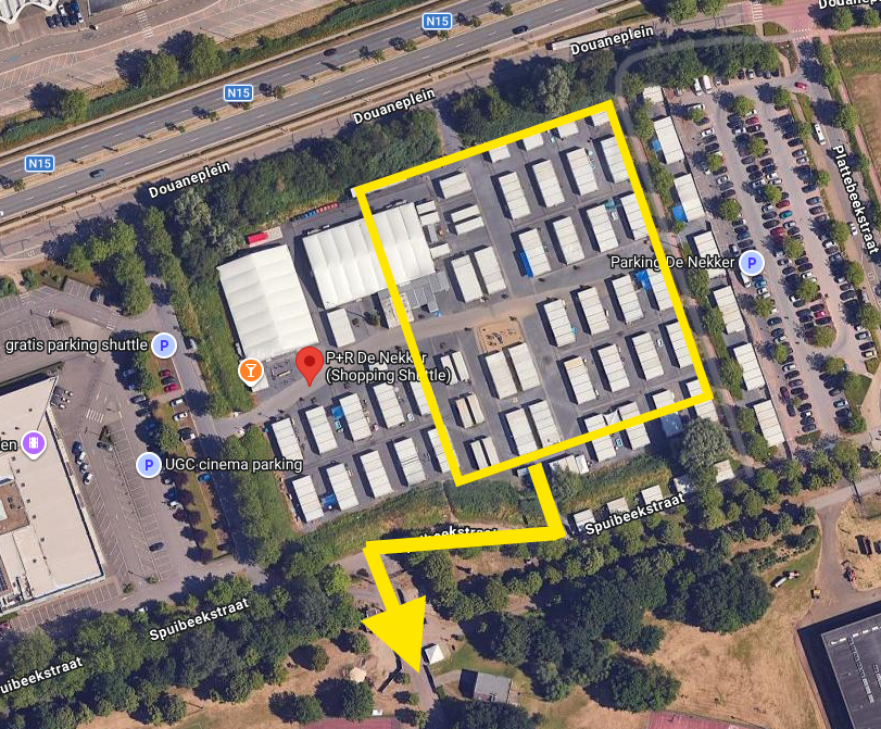 Overzichtskaart parking De Nekker met aangeduide parkeerzone